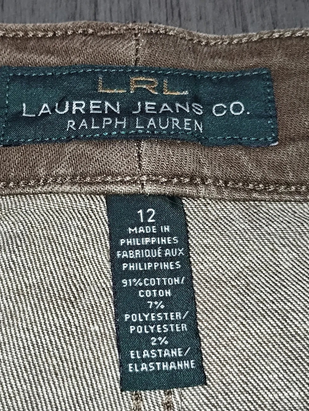 Lauren Ralph Lauren Corp Heritage Woman's Kaki Color Jeans, Bootcut,Size 12
